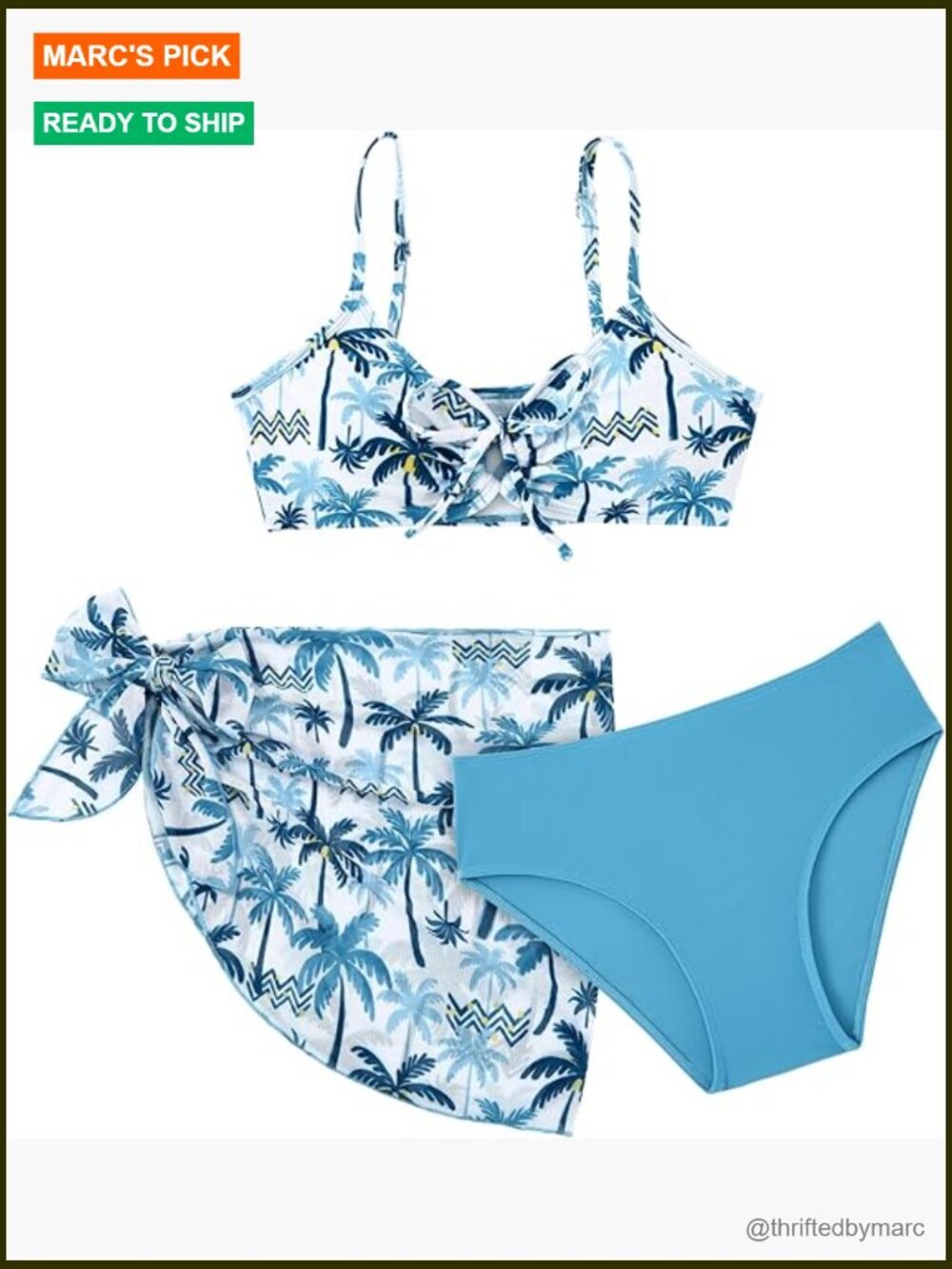 Girls 3 Piece Bikini Set with Cover Up Skirt Swimwear for Ages 7-16